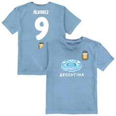 Julián Álvarez Argentina National Team Vive La Fete Youth Player Name & Number Stadium Style T-Shirt - Light Blue cheap