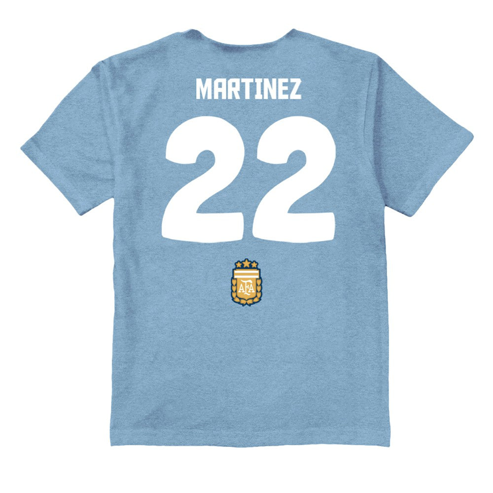 Lautaro Martinez Argentina National Team Vive La Fete Youth Player Name & Number Stadium Style T-Shirt - Light Blue cheap
