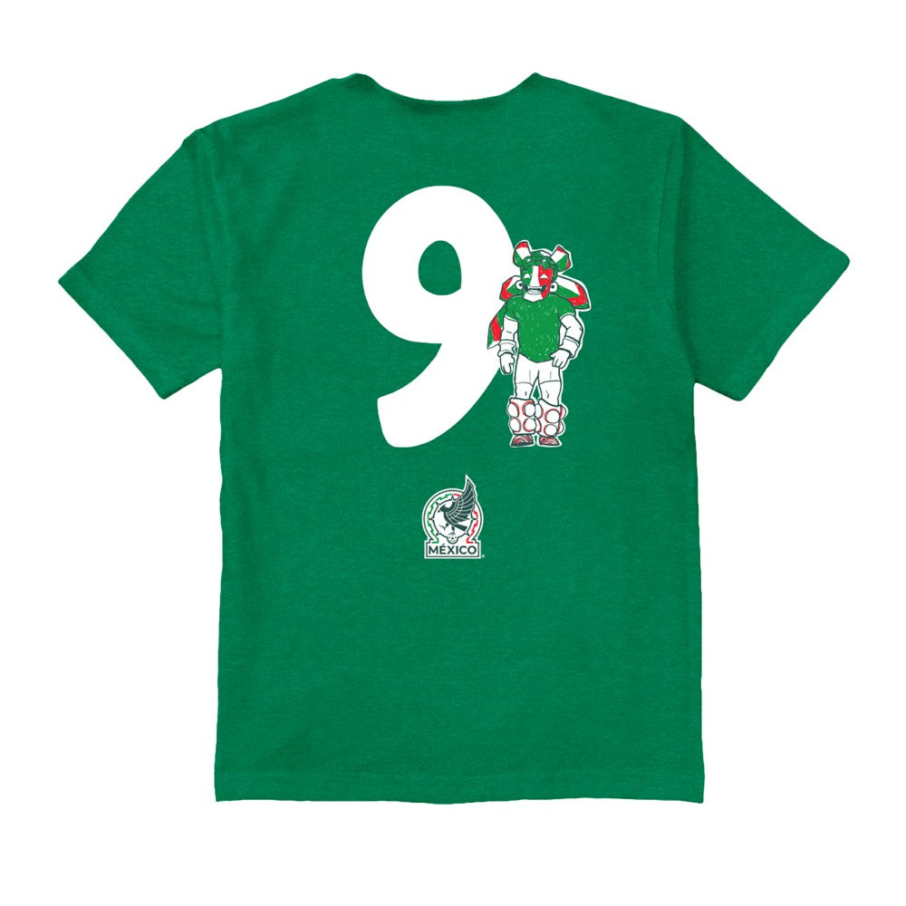 Raúl Jiménez Mexico National Team Vive La Fete Youth Player Name & Number Stadium Style T-Shirt - Green for sale