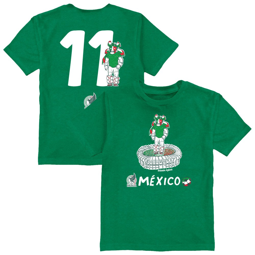 Santiago Gimenez Mexico National Team Vive La Fete Youth Player Name & Number Stadium Style T-Shirt - Green on sale