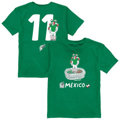 Santiago Gimenez Mexico National Team Vive La Fete Youth Player Name & Number Stadium Style T-Shirt - Green on sale