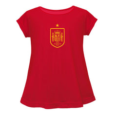 Spain National Team Vive La Fete Girls Youth Color Badge A-Line Top - Red discount