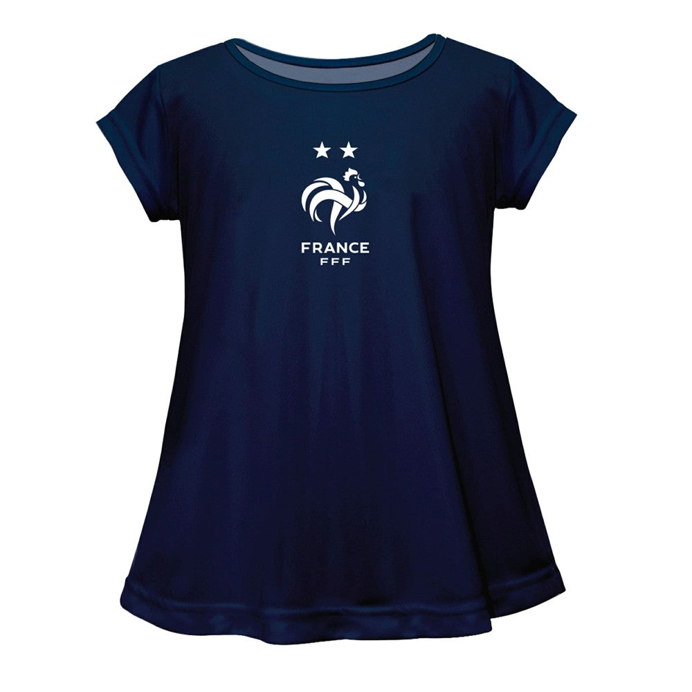 France National Team Vive La Fete Girls Youth Color Badge A-Line Top - Navy online