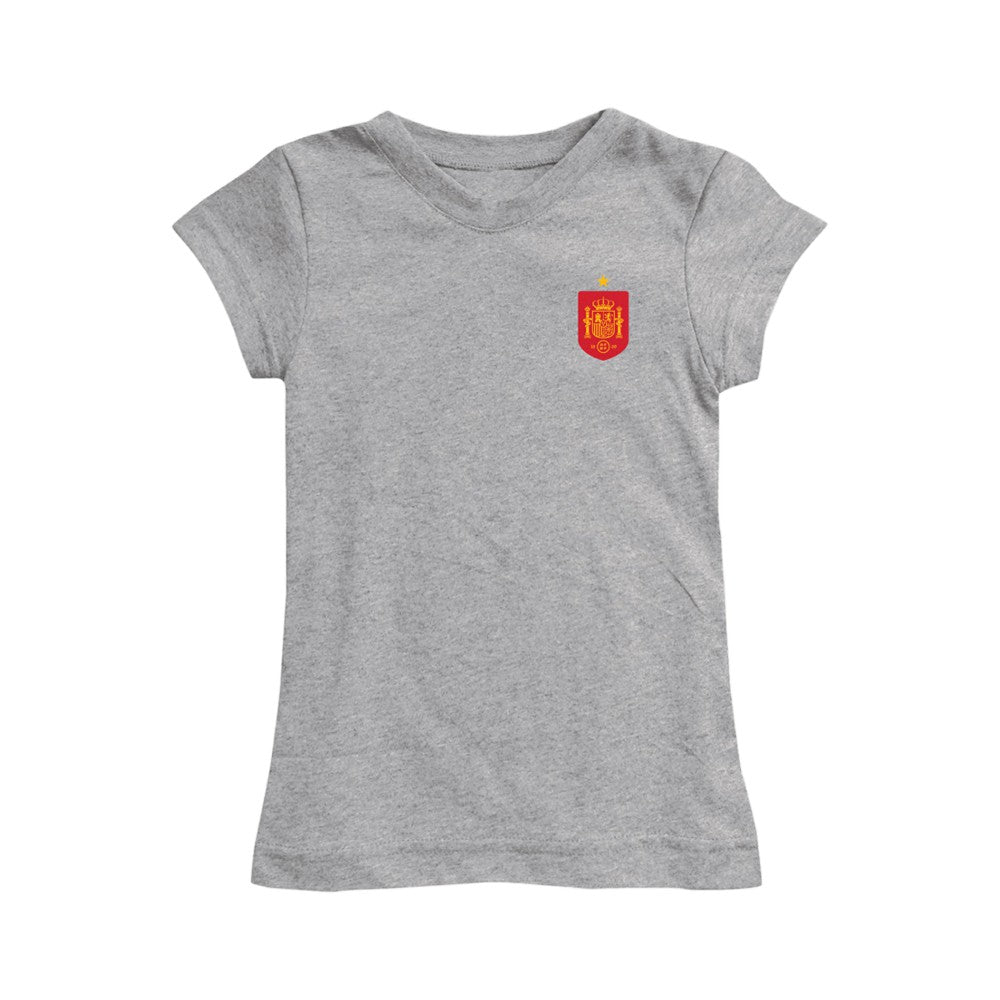 Spain National Team Vive La Fete Girls Youth Impressions Artwork Fitted T-Shirt - Gray shop