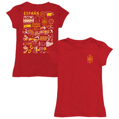Spain National Team Vive La Fete Girls Youth Impressions Artwork Fitted T-Shirt - Red sale