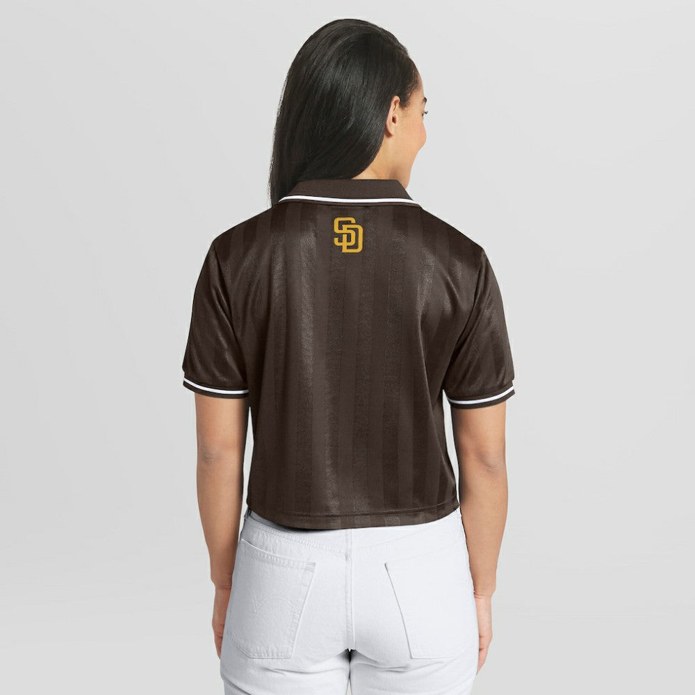San Diego Padres WEAR by Erin Andrews Women's Cropped Polo - Brown