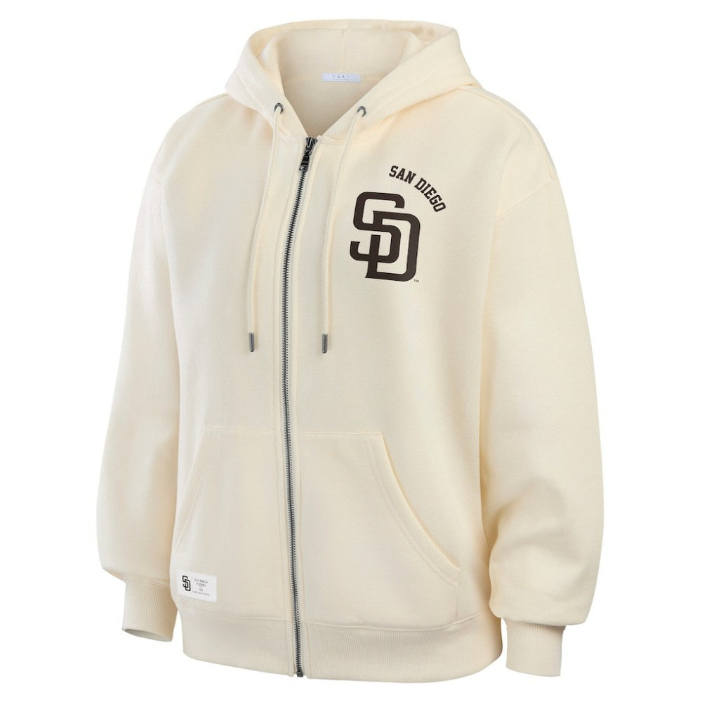 San Diego Padres WEAR by Erin Andrews Women's Full-Zip Hoodie - Cream