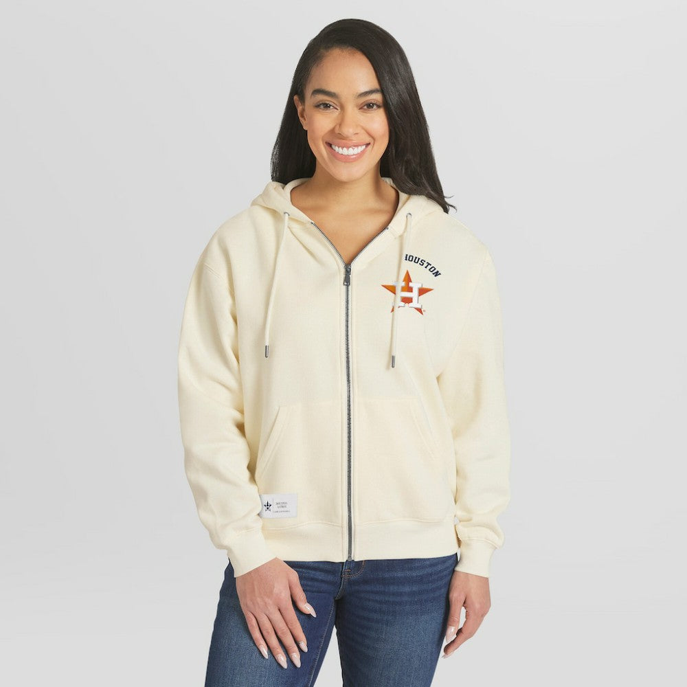 Houston Astros WEAR by Erin Andrews Women's Full-Zip Hoodie - Cream