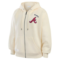 Atlanta Braves WEAR by Erin Andrews Women's Full-Zip Hoodie - Cream