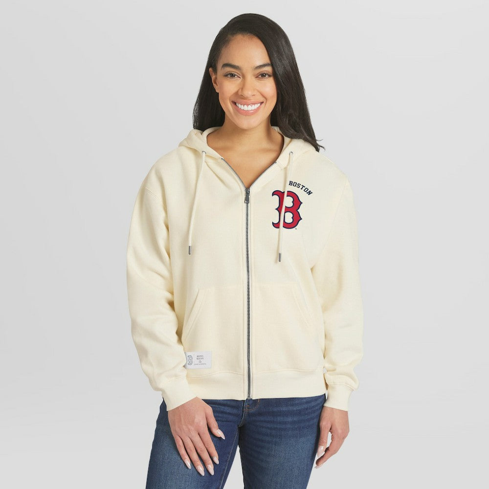 Boston Red Sox WEAR by Erin Andrews Women's Full-Zip Hoodie - Cream