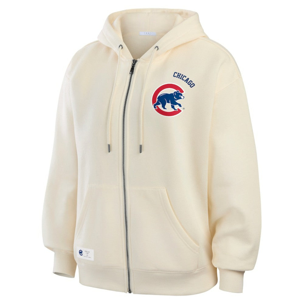 Chicago Cubs WEAR by Erin Andrews Women's Full-Zip Hoodie - Cream