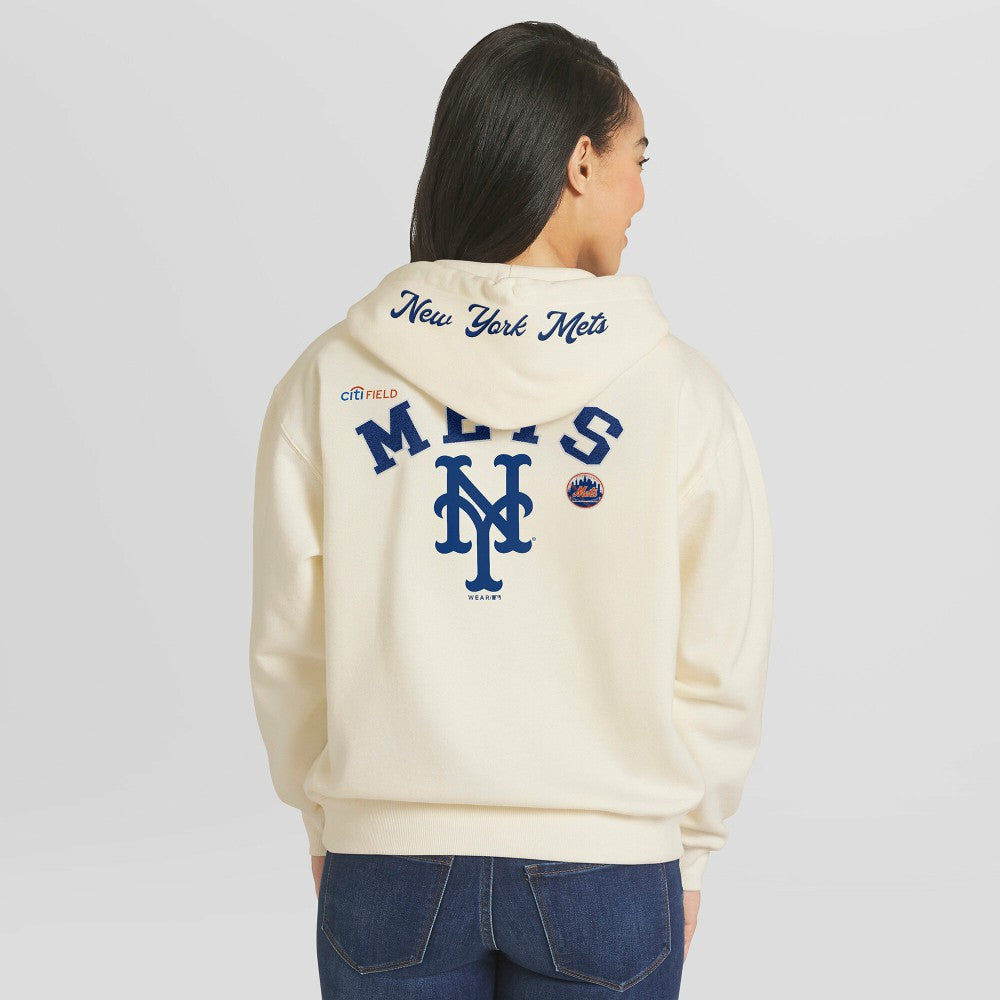 New York Mets WEAR by Erin Andrews Women's Full-Zip Hoodie - Cream