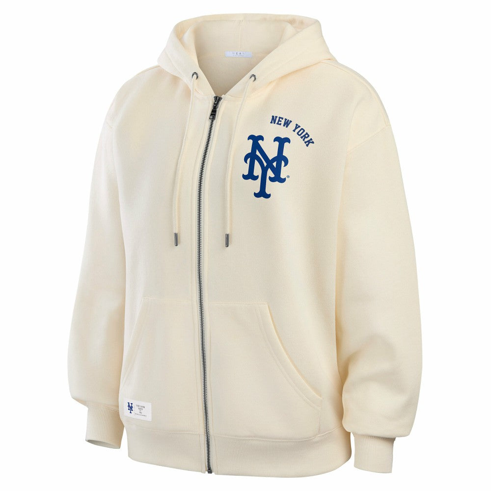 New York Mets WEAR by Erin Andrews Women's Full-Zip Hoodie - Cream