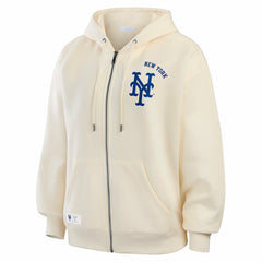 New York Mets WEAR by Erin Andrews Women's Full-Zip Hoodie - Cream