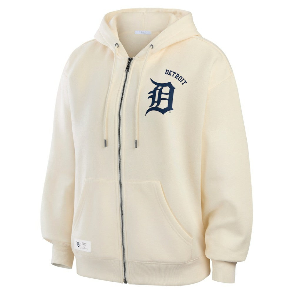 Detroit Tigers WEAR by Erin Andrews Women's Full-Zip Hoodie - Cream