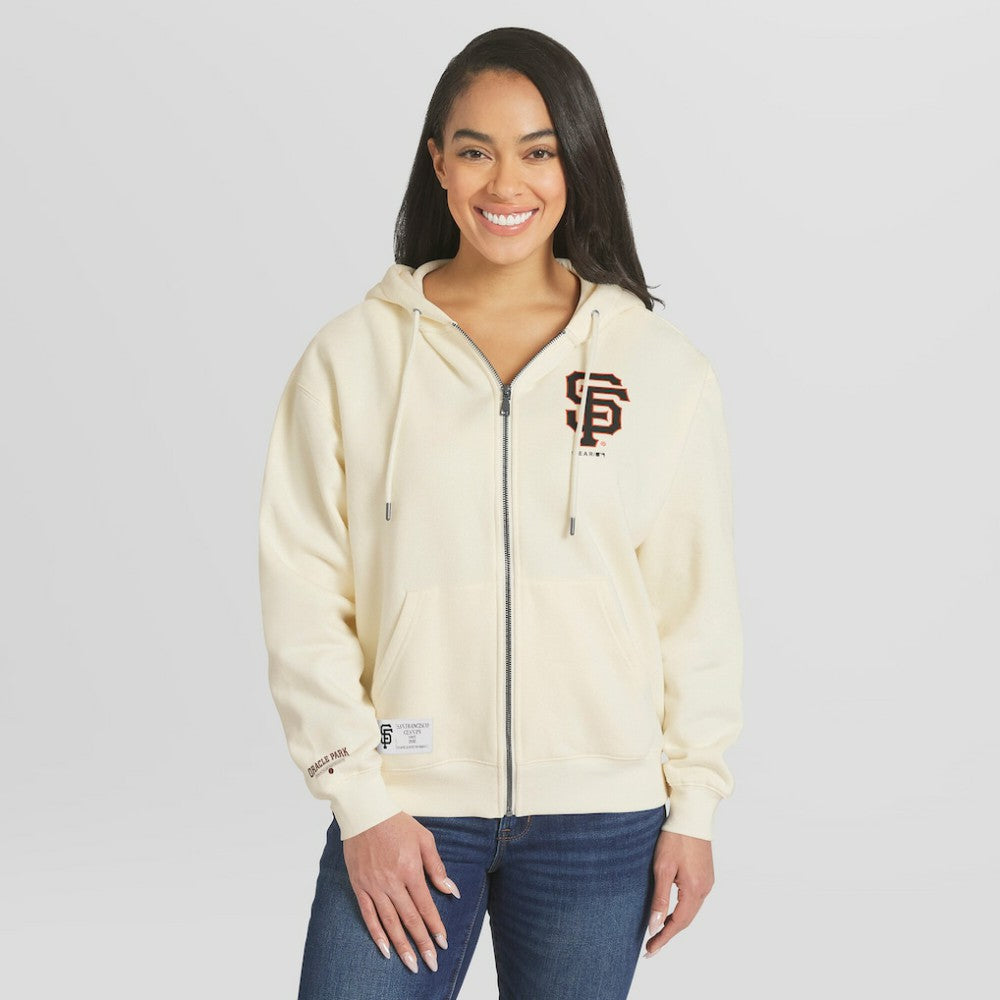 San Francisco Giants WEAR by Erin Andrews Women's Full-Zip Hoodie - Cream