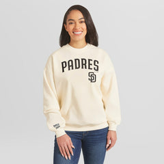 San Diego Padres WEAR by Erin Andrews Women's Heavyweight Crew Neck Sweatshirt - Cream