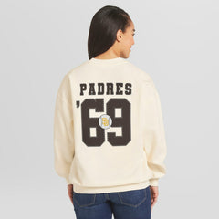 San Diego Padres WEAR by Erin Andrews Women's Heavyweight Crew Neck Sweatshirt - Cream