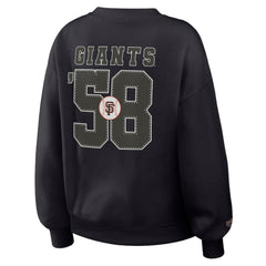 San Francisco Giants WEAR by Erin Andrews Women's Heavyweight Crew Neck Sweatshirt - Black
