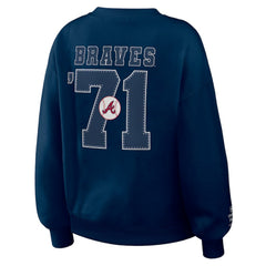 Atlanta Braves WEAR by Erin Andrews Women's Heavyweight Crew Neck Sweatshirt - Navy