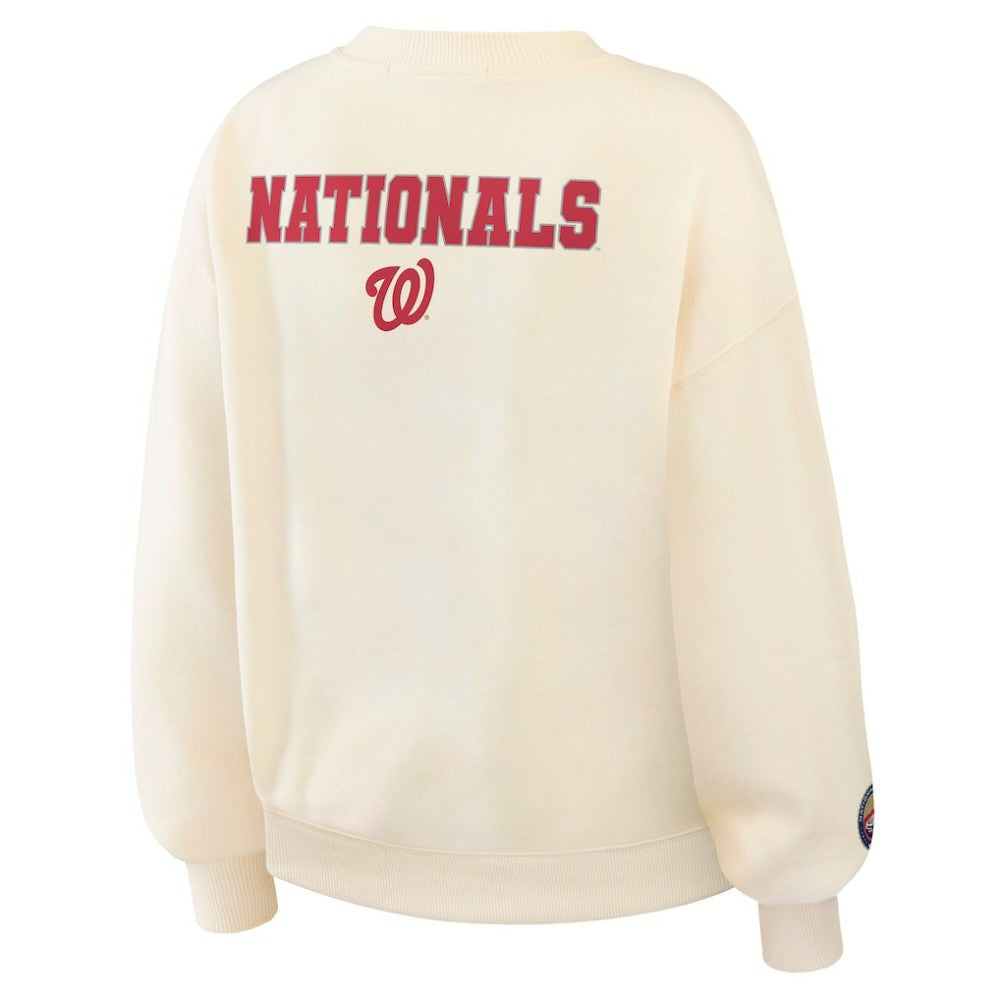 Washington Nationals WEAR by Erin Andrews Women's Heavyweight Crew Neck Sweatshirt - Cream