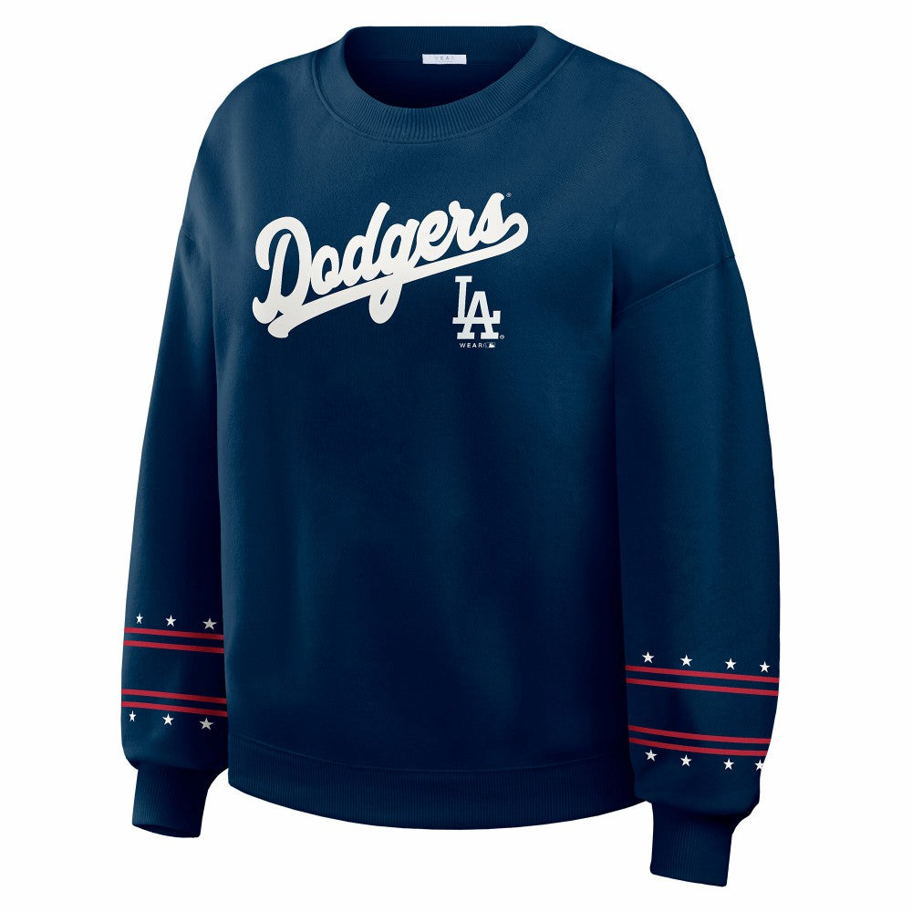 Los Angeles Dodgers WEAR by Erin Andrews Women's Americana Heavyweight Fleece Sweatshirt - Navy