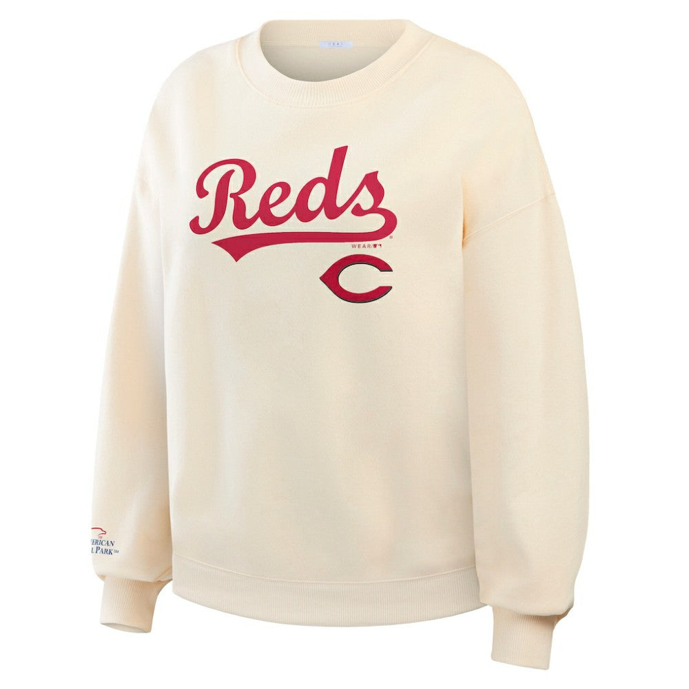 Cincinnati Reds WEAR by Erin Andrews Women's Heavyweight Crew Neck Sweatshirt - Cream