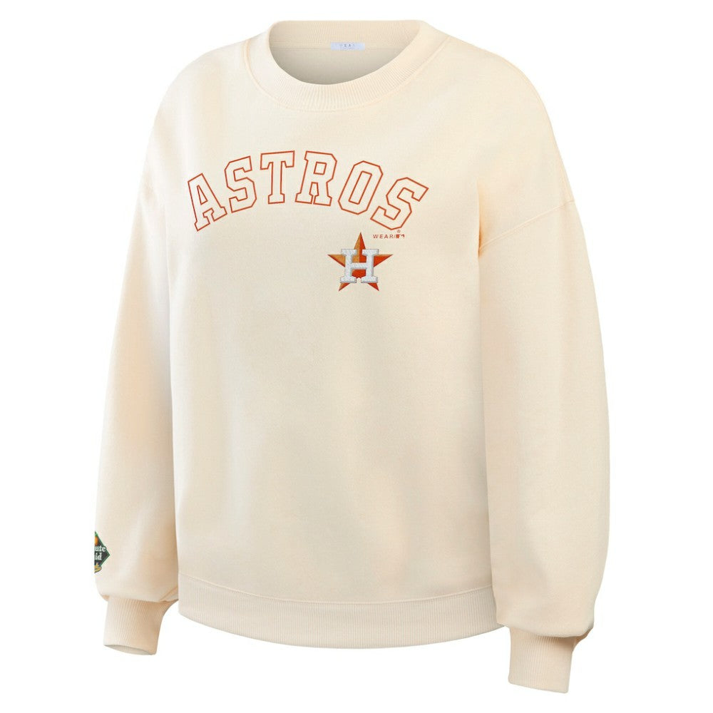 Houston Astros WEAR by Erin Andrews Women's Heavyweight Crew Neck Sweatshirt - Cream
