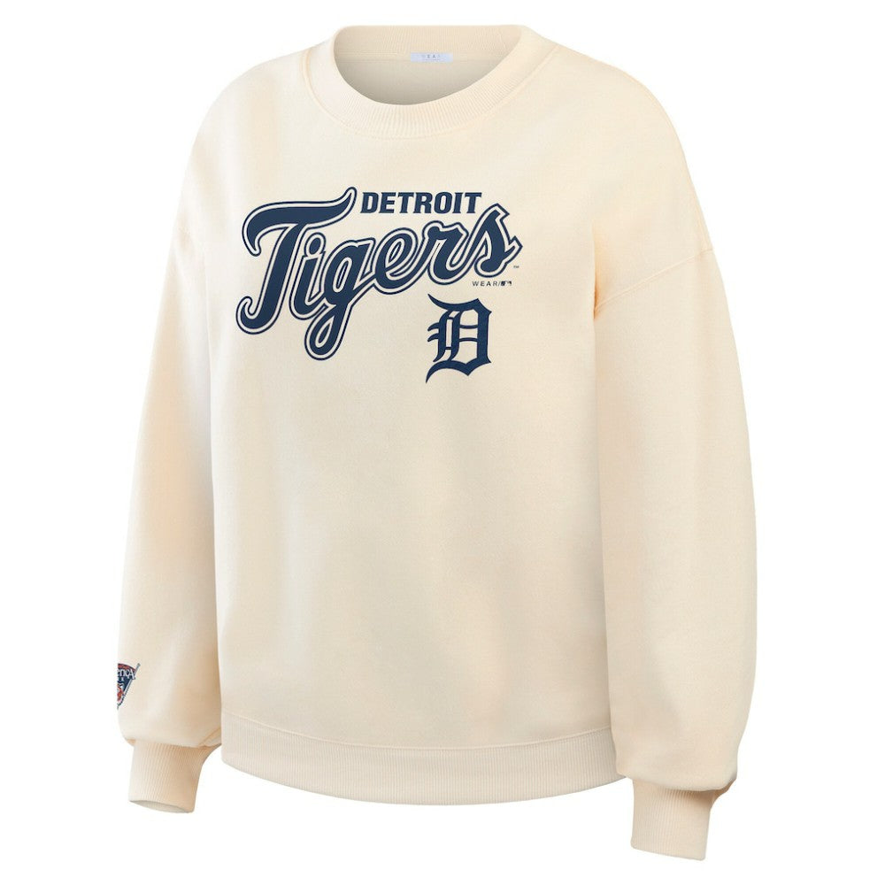 Detroit Tigers WEAR by Erin Andrews Women's Heavyweight Crew Neck Sweatshirt - Cream