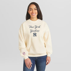 New York Yankees WEAR by Erin Andrews Women's Heavyweight Crew Neck Sweatshirt - Cream