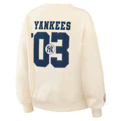 New York Yankees WEAR by Erin Andrews Women's Heavyweight Crew Neck Sweatshirt - Cream