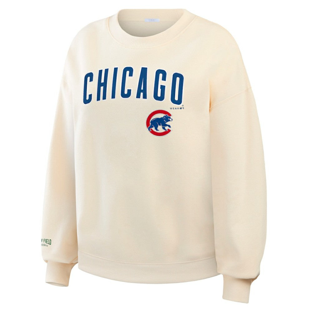 Chicago Cubs WEAR by Erin Andrews Women's Heavyweight Crew Neck Sweatshirt - Cream