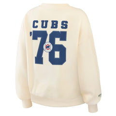 Chicago Cubs WEAR by Erin Andrews Women's Heavyweight Crew Neck Sweatshirt - Cream