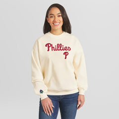Philadelphia Phillies WEAR by Erin Andrews Women's Heavyweight Crew Neck Sweatshirt - Cream
