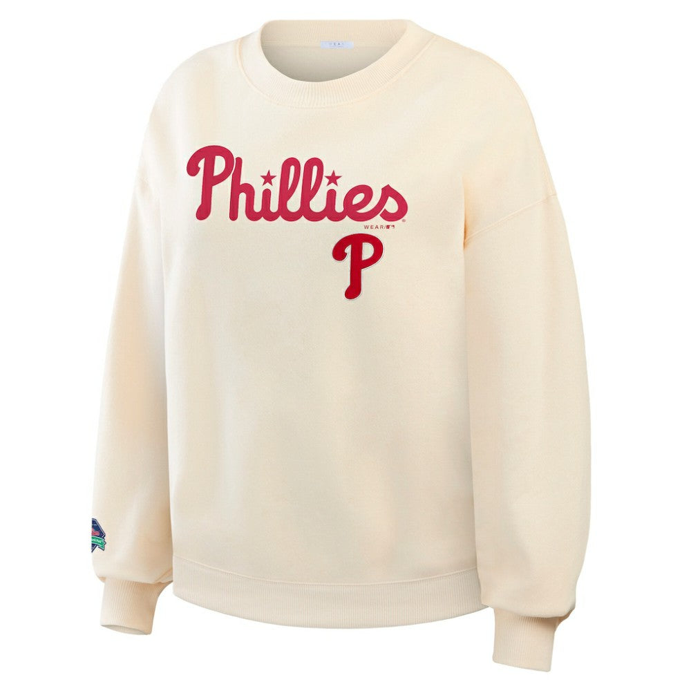 Philadelphia Phillies WEAR by Erin Andrews Women's Heavyweight Crew Neck Sweatshirt - Cream