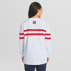 Washington Nationals WEAR by Erin Andrews Women's Oversized Long Sleeve Striped T-Shirt - White
