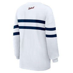 Detroit Tigers WEAR by Erin Andrews Women's Oversized Long Sleeve Striped T-Shirt - White