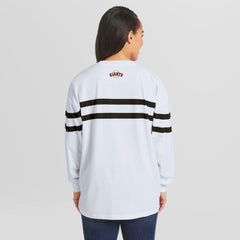 San Francisco Giants WEAR by Erin Andrews Women's Oversized Long Sleeve Striped T-Shirt - White