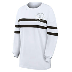 San Francisco Giants WEAR by Erin Andrews Women's Oversized Long Sleeve Striped T-Shirt - White