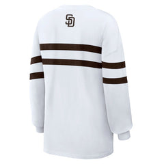 San Diego Padres WEAR by Erin Andrews Women's Oversized Long Sleeve Striped T-Shirt - White