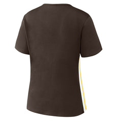 San Diego Padres WEAR by Erin Andrews Women's Notch Neck Cropped T-Shirt - Brown