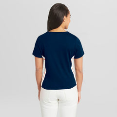 Detroit Tigers WEAR by Erin Andrews Women's Notch Neck Cropped T-Shirt - Navy