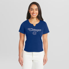 Chicago Cubs WEAR by Erin Andrews Women's Notch Neck Cropped T-Shirt - Royal