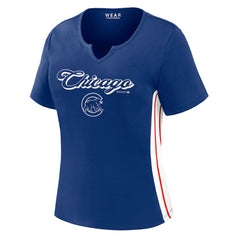Chicago Cubs WEAR by Erin Andrews Women's Notch Neck Cropped T-Shirt - Royal