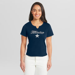 Houston Astros WEAR by Erin Andrews Women's Notch Neck Cropped T-Shirt - Navy