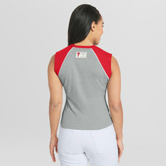 Philadelphia Phillies WEAR by Erin Andrews Women's Cropped Raglan Tank Top - Heather Gray