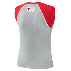Philadelphia Phillies WEAR by Erin Andrews Women's Cropped Raglan Tank Top - Heather Gray