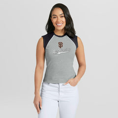 San Francisco Giants WEAR by Erin Andrews Women's Cropped Raglan Tank Top - Heather Gray