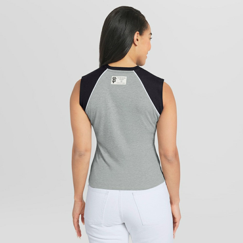San Francisco Giants WEAR by Erin Andrews Women's Cropped Raglan Tank Top - Heather Gray