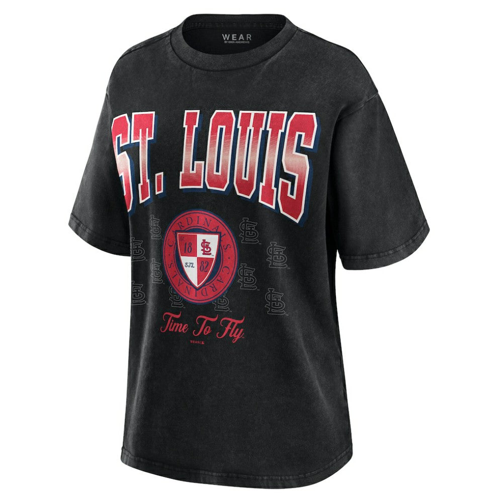 St. Louis Cardinals WEAR by Erin Andrews Women's Oversized Boyfriend T-Shirt - Black